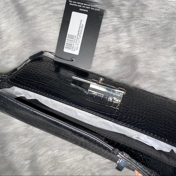 Black Croc Rectangle Baguette Bag - Picture 4 of 5